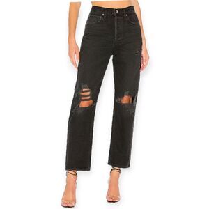 Agolde Black Distressed Boyfriend Jeans